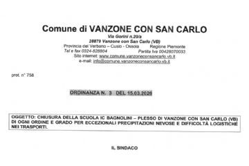  chiusura scuole Bagnolini - plesso Vanzone con S.Carlo